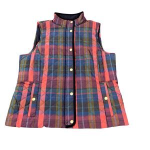 Talbots Plaid Fleece Lined Puffer Vest Size L